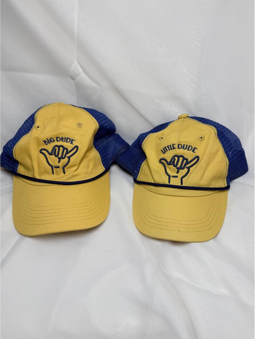Big Dude Little Dude Matching  Hats Set Parent Child Yellow Blue Snapback Caps